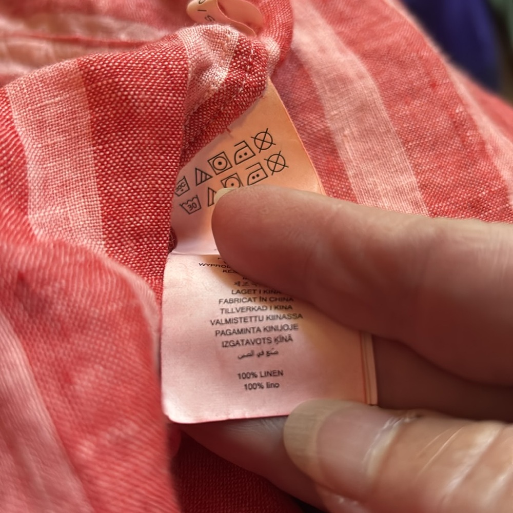 Michael Kors linen Men's Striped red Shirt size small - Picture 5 of 5